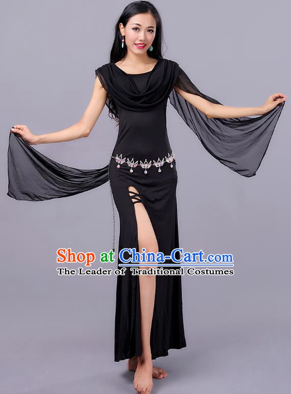 Asian Indian Belly Dance Black Dress Stage Performance Oriental Dance Clothing for Women