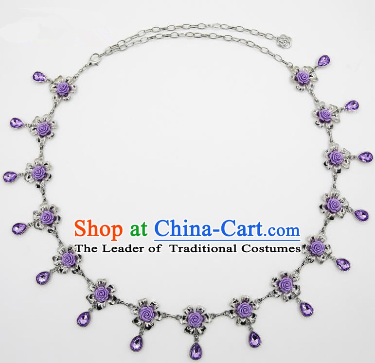 Indian Belly Dance Purple Crystal Rose Waist Chain Accessories Waistband India Raks Sharki Belts for Women