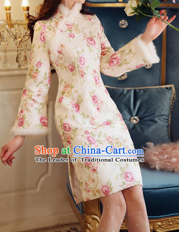 Traditional Ancient Chinese Young Women Cheongsam Dress Republic of China Tangsuit Stand Collar Blouse Dress Tang Suit Clothing