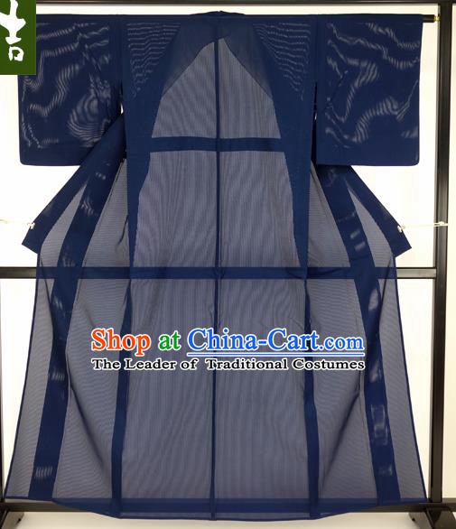 Japanese Traditional Formal Costume Blue Gauze Haori Hakama Kimono Japan Apparel Yukata Costume for Men