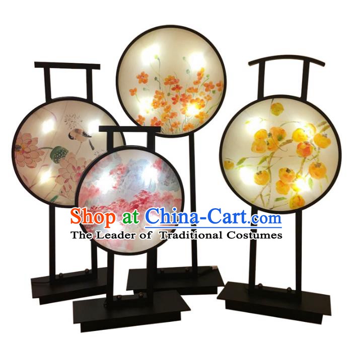 Handmade Traditional Chinese Lantern Hand Painting Fans Desk Lamp Palace Lantern