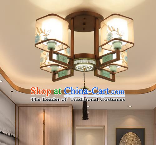 Traditional China Handmade Lantern Ancient Four-pieces Round Lanterns Palace Ceiling Lamp