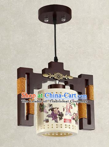 China Handmade Ceiling Lantern Traditional Ancient Printing Ceramics Hanging Lamp Palace Lanterns