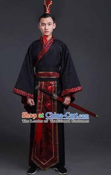 Chinese Ancient Han Dynasty Gifted Scholar Costume Theatre Performances Swordsman Clothing for Men