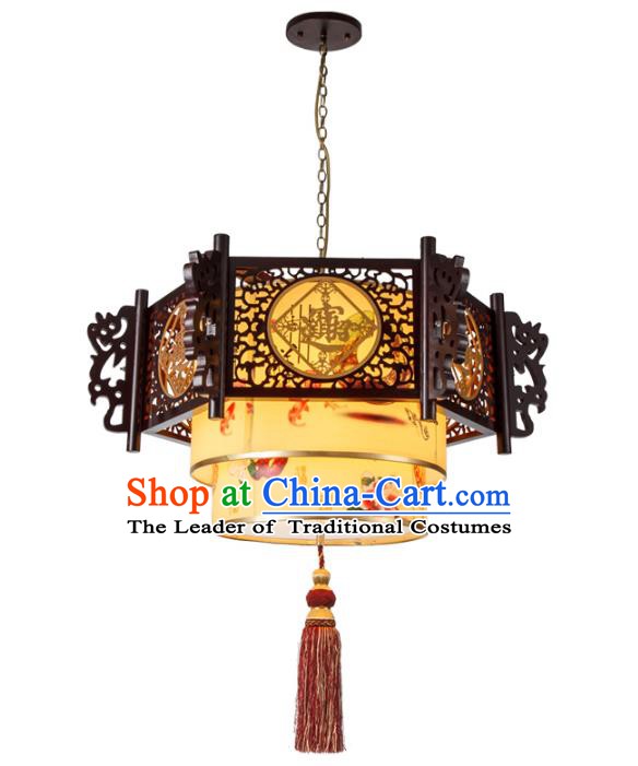 Chinese Handmade Wood Carving Lantern Traditional Palace Ceiling Lamp Ancient Hanging Lanterns