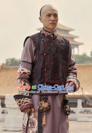 Chinese Qing Dynasty Nine Prince of Kangxi Historical Costume Ancient Manchu Nobility Childe Clothing for Men