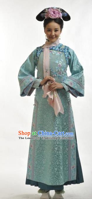Chinese Qing Dynasty Princess Mingyu Historical Costume Ancient Manchu Palace Lady Clothing for Women