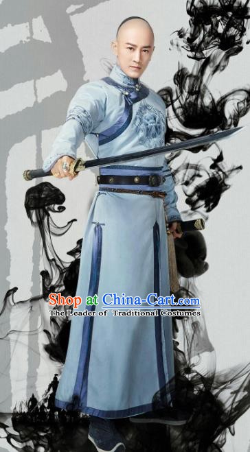 Chinese Ancient Qing Dynasty Emperor Hong Taiji Historical Costume Manchu Khan Clothing for Men