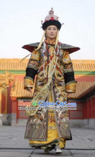Chinese Qing Dynasty Last Queen Mother Historical Costume Ancient Empress Dowager Cixi Clothing for Women