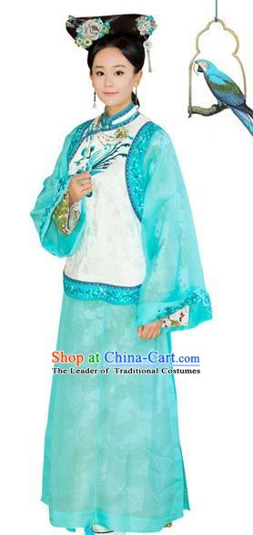 Chinese Qing Dynasty Manchu Imperial Consort of Yongzheng Historical Costume Ancient Palace Lady Clothing for Women