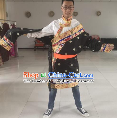 Traditional Chinese Zang Nationality Costume, Tibetan Ethnic Minority Kang-pa Tibetan Robe for Men
