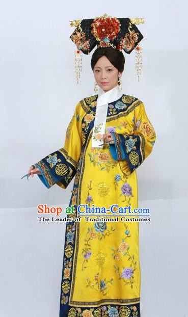 Chinese Ancient Qing Dynasty Qianlong Empress Replica Costumes Manchu Queen Dress Historical Costume for Women