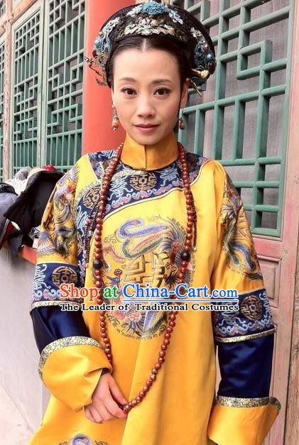 Chinese Ancient Qing Dynasty Imperial Concubine Duan Replica Costumes Manchu Dress Historical Costume for Women