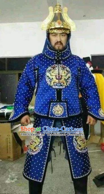 Chinese Late Qing Dynasty Armour Replica Costumes Ancient General Deng Shichang Historical Costume for Men