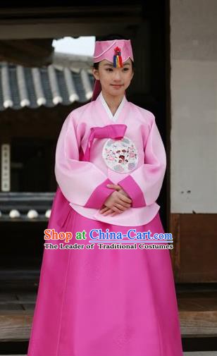 Korean Traditional Pink Hanbok Clothing Korean Bride Fashion Apparel Hanbok Costumes for Women