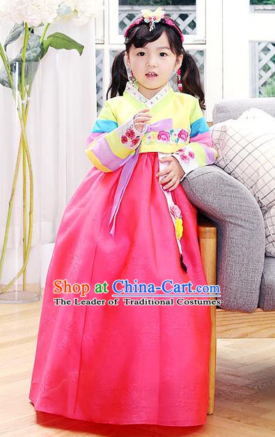 Korean Traditional Hanbok Korea Children Red Dress Fashion Apparel Hanbok Costumes for Kids