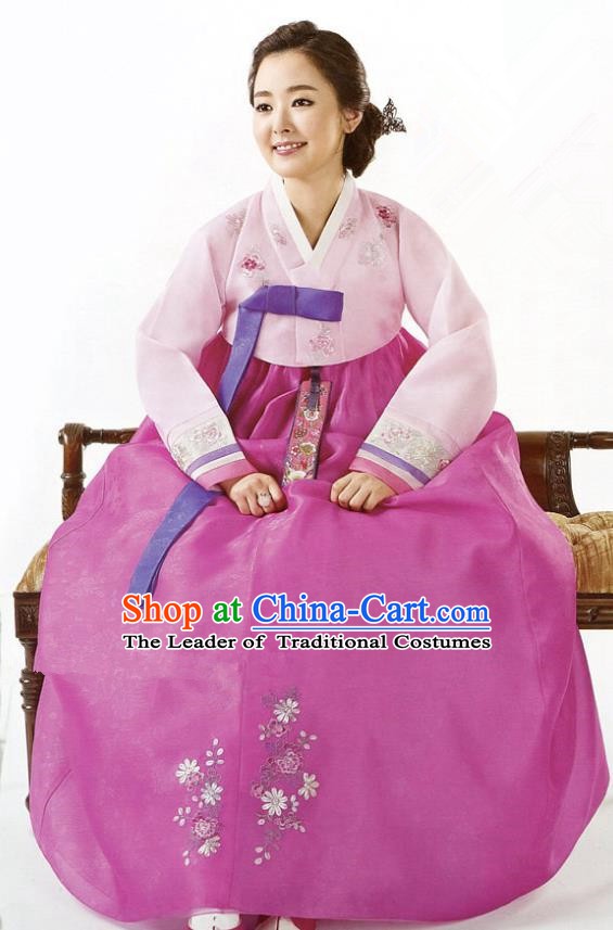 Korean Traditional Garment Palace Hanbok Pink Blouse and Dress Fashion Apparel Bride Costumes for Women
