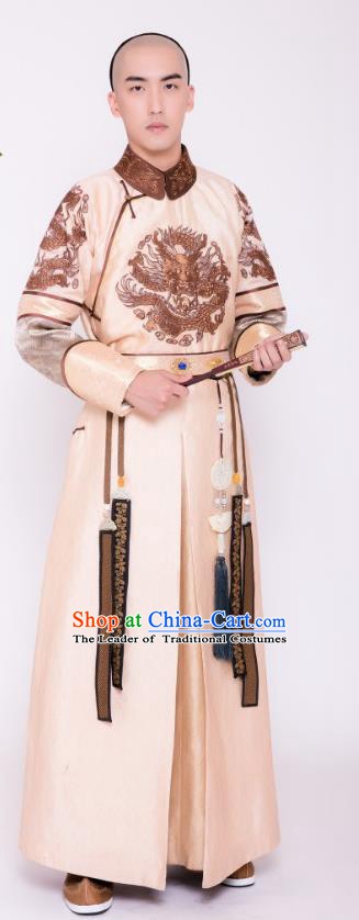 Chinese Ancient Qing Dynasty Crown Prince of Kangxi Yinreng Historical Costume for Men