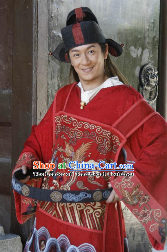 Traditional Chinese Ancient Ming Dynasty County Magistrate Replica Costume for Men