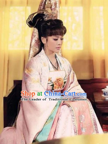 Chinese Ancient Ming Dynasty Imperial Concubine of Zhu Di Embroidered Dress Replica Costume for Women