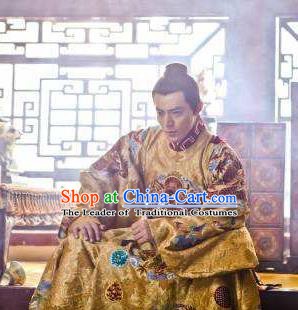 Chinese Ancient Ming Dynasty Ying Emperor Zhu Qizhen Imperial Robe Replica Costume for Men