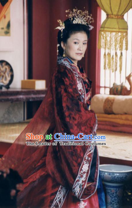 Chinese Ancient Ming Dynasty Empress Dowager Wu Embroidered Dress Replica Costume for Women