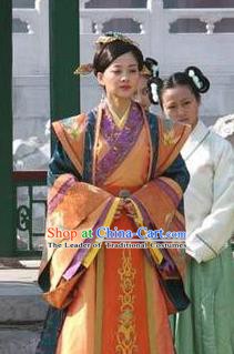 Chinese Ancient Ming Dynasty Empress Dowager Li Wanli Embroidered Dress Costume for Women