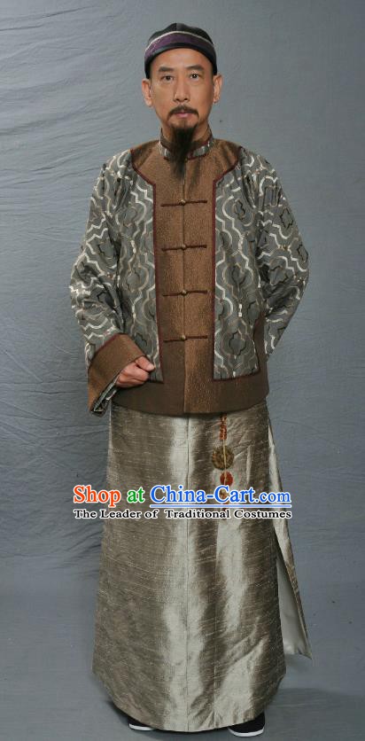 Chinese Ancient Qing Dynasty Manchu Minister Wu Sidao Replica Costume for Men