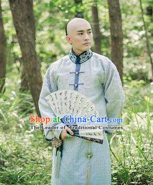 Traditional Chinese Ancient Qing Dynasty Nobility Childe Wu Yingqi Robe Costume for Men