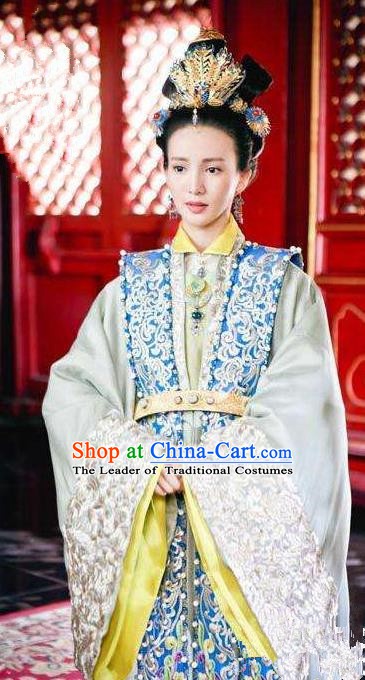 Chinese Ancient Ming Dynasty Imperial Empress Jing Embroidered Dress Costume for Women