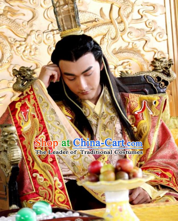 Chinese Ancient Ming Dynasty Majesty Emperor Zhu Youxiao Embroidered Costume for Men