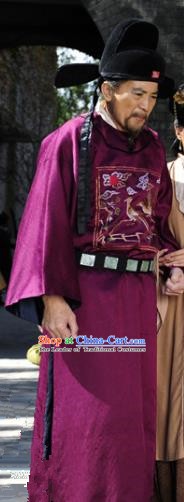 Chinese Ming Dynasty Official Qian Qianyi Costume Ancient Officeholder Clothing for Men