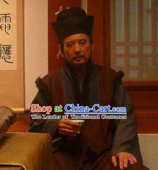 Chinese Ancient Ming Dynasty Minister Milord Qian Qianyi Replica Costume for Men