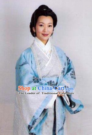 Chinese Ancient Song Dynasty Female General She Saihua Blue Dress Replica Costume for Women