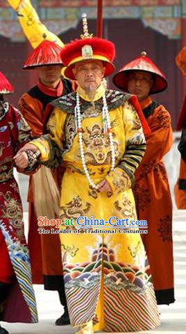 Chinese Ancient Qing Dynasty Qianlong Emperor Hongli Replica Costume Imperial Robe for Men