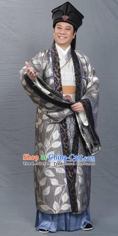 Chinese Song Dynasty Poet Su Tungpo Clothing Ancient Scholar Litterateur Replica Costume for Men