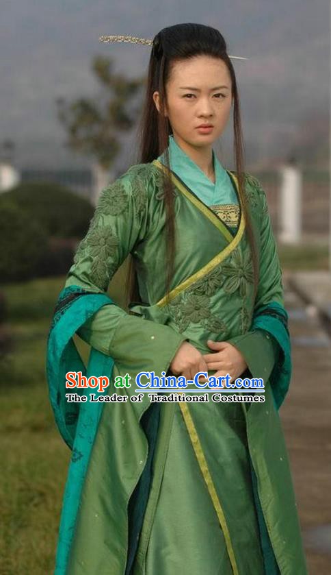 Ancient Chinese Song Dynasty Palace Lady Green Dress Princess Replica Costume for Women