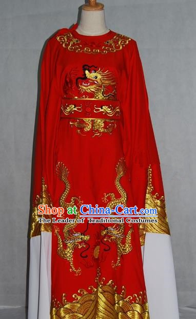 China Traditional Beijing Opera Niche Red Dragon Robe Chinese Peking Opera Number One Scholar Scholar Costume