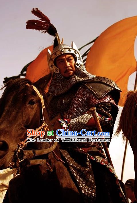 Ancient Chinese Western Xia Regime Emperor Li Yuanhao Replica Costume Helmet and Armour for Men