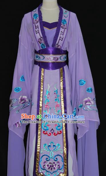 China Traditional Beijing Opera Actress Costume Chinese Shaoxing Opera Huadan Embroidered Purple Dress