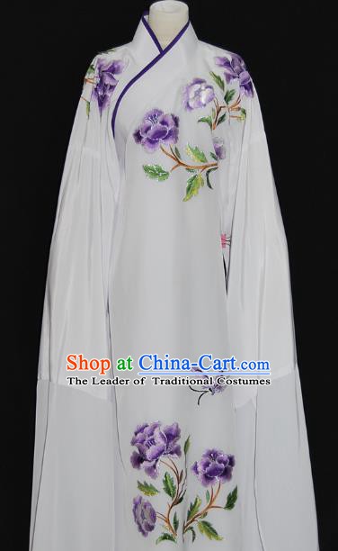 China Traditional Beijing Opera Niche Embroidered Purple Peony Robe Chinese Peking Opera Scholar Costume