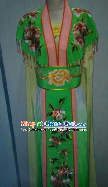 China Traditional Beijing Opera Palace Princess Embroidered Green Dress Chinese Peking Opera Actress Costume