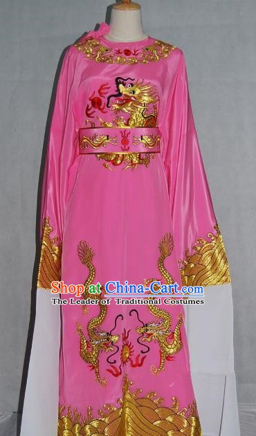 China Traditional Beijing Opera Niche Costume Chinese Peking Opera Lang Scholar Pink Embroidered Robe for Adults