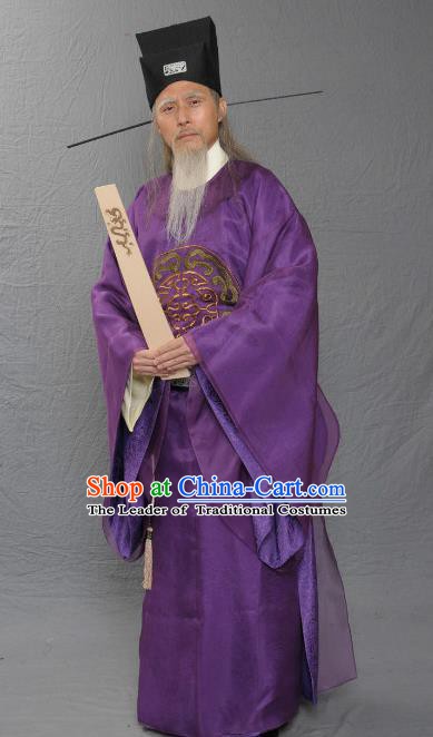 Chinese Ancient Song Dynasty Prime Minister Replica Costume for Men