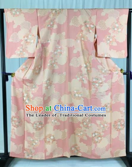 Asian Japan Palace Pink Kimono Formal Costume Furisode Kimonos Ancient Yukata Dress for Women