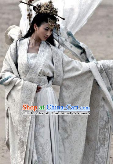 Chinese Ancient Theatre Princess Hanfu Embroidered Costume and Headpiece Complete Set
