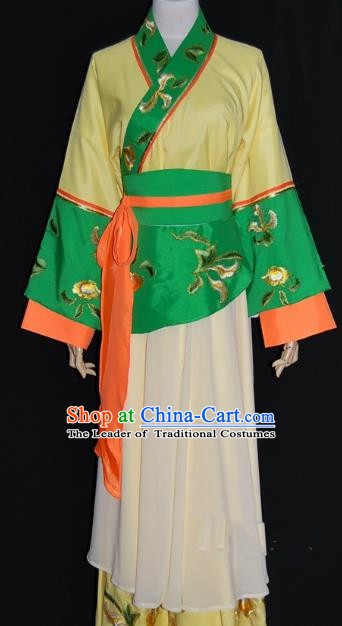 Traditional China Beijing Opera Diva Yellow Dress Chinese Peking Opera Maidservants Costume