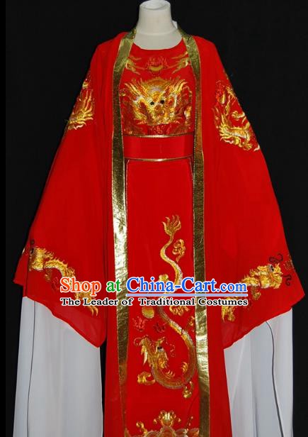 Traditional Chinese Beijing Opera Prince Red Robe Costume Peking Opera Young Men Clothing for Adults