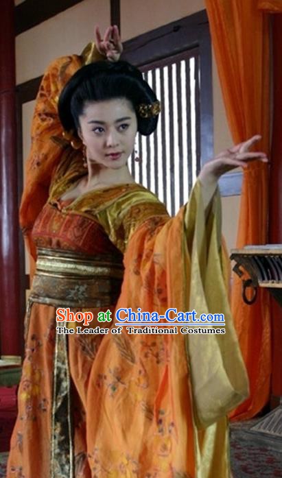 Ancient Chinese Tang Dynasty Consort Yang Embroidered Replica Costume for Women