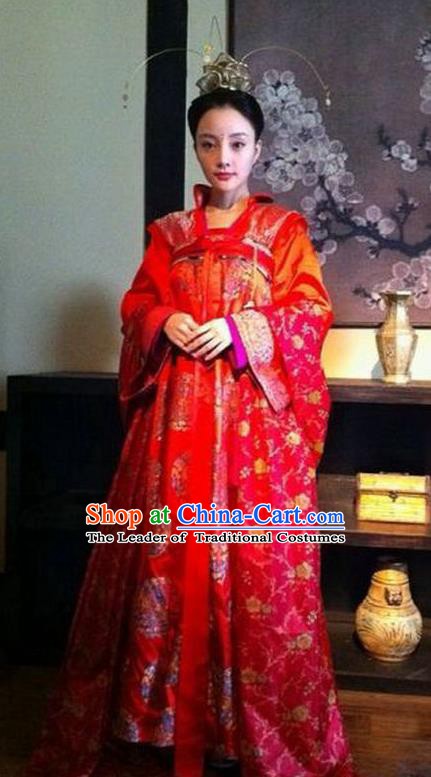 Chinese Tang Dynasty Historical Costume Ancient Imperial Consort Wedding Dress Replica Costume for Women
